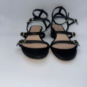 Stuart Weitzman Black and Gold Sandals Elegant Design